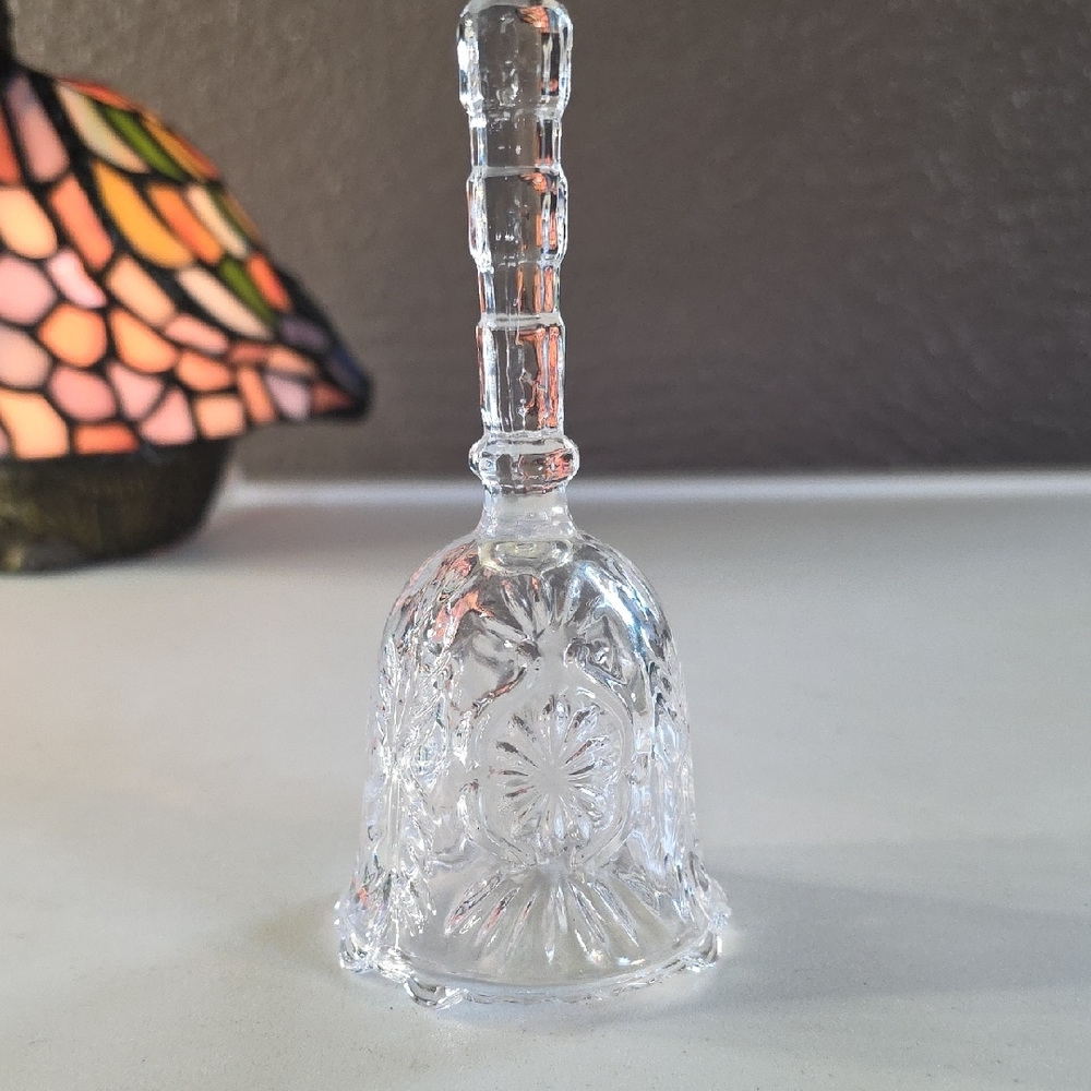 Vintage Clear Pressed Glass Decorative Bell - Home Art